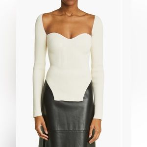 Khaite ribbed bustier sweater beige size S